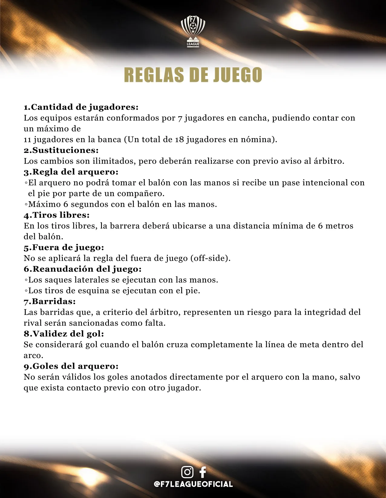 Reglamento oficial de F7 League — página 9 de 17